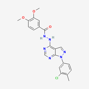 molecular formula C21H19ClN6O3 B2413380 N'-[1-(3-chloro-4-methylphenyl)-1H-pyrazolo[3,4-d]pyrimidin-4-yl]-3,4-dimethoxybenzohydrazide CAS No. 881082-49-1