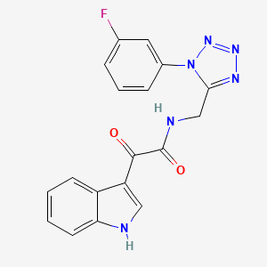 molecular formula C18H13FN6O2 B2413393 N-((1-(3-fluorophenyl)-1H-tetrazol-5-yl)methyl)-2-(1H-indol-3-yl)-2-oxoacetamide CAS No. 921142-99-6