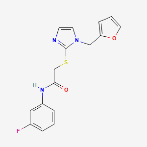 molecular formula C16H14FN3O2S B2413395 N-(3-fluorophenyl)-2-[1-(furan-2-ylmethyl)imidazol-2-yl]sulfanylacetamide CAS No. 893385-14-3