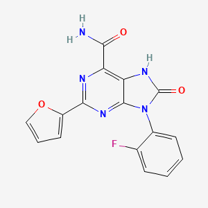 molecular formula C16H10FN5O3 B2413396 9-(2-fluorophenyl)-2-(furan-2-yl)-8-oxo-7H-purine-6-carboxamide CAS No. 898446-40-7