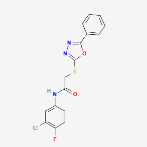 molecular formula C16H11ClFN3O2S B2413400 N-(3-chloro-4-fluorophenyl)-2-[(5-phenyl-1,3,4-oxadiazol-2-yl)sulfanyl]acetamide CAS No. 329058-93-7
