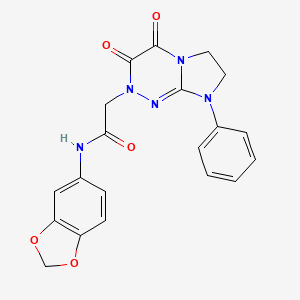 molecular formula C20H17N5O5 B2413403 N-(1,3-苯并二氧杂环-5-基)-2-(3,4-二氧代-8-苯基-6,7-二氢咪唑并[2,1-c][1,2,4]三嗪-2-基)乙酰胺 CAS No. 942011-57-6