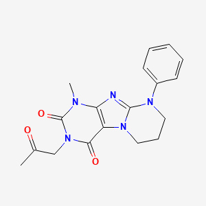 molecular formula C18H19N5O3 B2413417 1-methyl-3-(2-oxopropyl)-9-phenyl-6,7,8,9-tetrahydropyrimido[2,1-f]purine-2,4(1H,3H)-dione CAS No. 845662-23-9