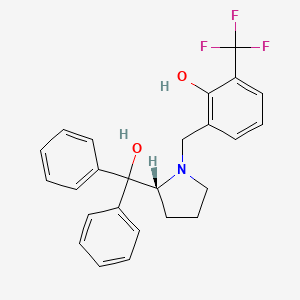 molecular formula C25H24F3NO2 B2413425 (R)-2-((2-(Hydroxydiphenylmethyl)pyrrolidin-1-yl)methyl)-6-(trifluoromethyl)phenol CAS No. 1392130-33-4