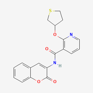 molecular formula C19H16N2O4S B2413426 N-(2-oxo-2H-chromen-3-yl)-2-((tetrahydrothiophen-3-yl)oxy)nicotinamide CAS No. 2034390-17-3