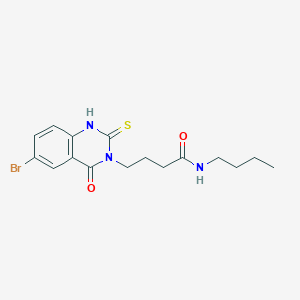 molecular formula C16H20BrN3O2S B2413432 4-(6-溴-4-氧代-2-硫代亚磺酰基-1H-喹唑啉-3-基)-N-丁基丁酰胺 CAS No. 422287-71-6