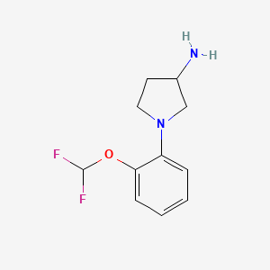 molecular formula C11H14F2N2O B2413450 1-[2-(Difluoromethoxy)phenyl]pyrrolidin-3-amine CAS No. 1096836-96-2