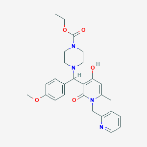 Ethyl 4-((4-hydroxy-6-methyl-2-oxo-1-(pyridin-2-ylmethyl)-1,2-dihydropyridin-3-yl)(4-methoxyphenyl)methyl)piperazine-1-carboxylate