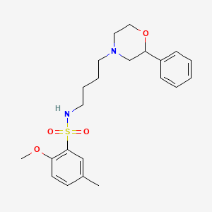 molecular formula C22H30N2O4S B2413454 2-甲氧基-5-甲基-N-(4-(2-苯基吗啡啉)丁基)苯磺酰胺 CAS No. 954002-40-5
