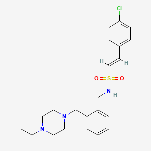 molecular formula C22H28ClN3O2S B2413455 (E)-2-(4-chlorophenyl)-N-[[2-[(4-ethylpiperazin-1-yl)methyl]phenyl]methyl]ethenesulfonamide CAS No. 1110896-69-9