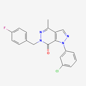 molecular formula C19H14ClFN4O B2413464 1-(3-氯苯基)-6-(4-氟苄基)-4-甲基-1H-吡唑并[3,4-d]嘧啶嗪-7(6H)-酮 CAS No. 941972-96-9