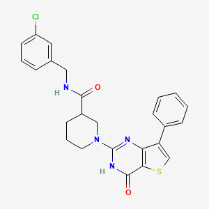 molecular formula C25H23ClN4O2S B2413466 N-(3-chlorobenzyl)-1-(4-oxo-7-phenyl-3,4-dihydrothieno[3,2-d]pyrimidin-2-yl)piperidine-3-carboxamide CAS No. 1242860-43-0