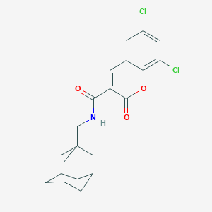 6,8-dichloro-2-oxo-N-(tricyclo[3.3.1.1~3,7~]dec-1-ylmethyl)-2H-chromene-3-carboxamide