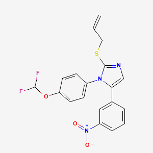 molecular formula C19H15F2N3O3S B2413480 2-(烯丙基硫代)-1-(4-(二氟甲氧基)苯基)-5-(3-硝基苯基)-1H-咪唑 CAS No. 1226434-89-4