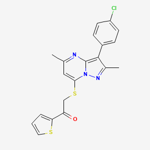 2-((3-(4-Chlorophenyl)-2,5-dimethylpyrazolo[1,5-a]pyrimidin-7-yl)thio)-1-(thiophen-2-yl)ethanone
