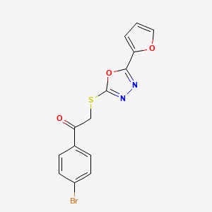 molecular formula C14H9BrN2O3S B2413493 1-(4-溴苯基)-2-{[5-(呋喃-2-基)-1,3,4-噁二唑-2-基]硫基}乙酮 CAS No. 327978-80-3