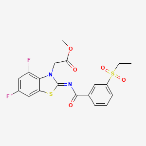(E)-methyl 2-(2-((3-(ethylsulfonyl)benzoyl)imino)-4,6-difluorobenzo[d]thiazol-3(2H)-yl)acetate