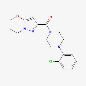 molecular formula C17H19ClN4O2 B2413503 (4-(2-氯苯基)哌嗪-1-基)(6,7-二氢-5H-吡唑并[5,1-b][1,3]恶嗪-2-基)甲酮 CAS No. 1421455-93-7