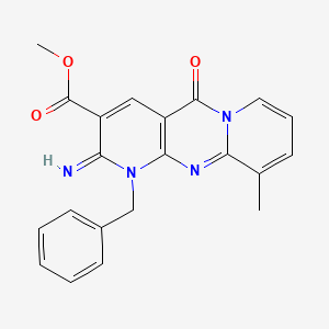 molecular formula C21H18N4O3 B2413506 methyl 1-benzyl-2-imino-10-methyl-5-oxo-2,5-dihydro-1H-dipyrido[1,2-a:2',3'-d]pyrimidine-3-carboxylate CAS No. 371926-99-7
