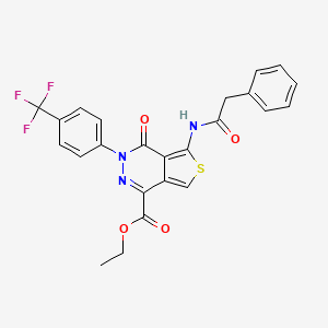 molecular formula C24H18F3N3O4S B2413516 4-氧代-5-[(2-苯乙酰基)氨基]-3-[4-(三氟甲基)苯基]噻吩并[3,4-d]嘧啶-1-羧酸乙酯 CAS No. 851951-39-8