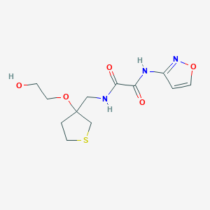 molecular formula C12H17N3O5S B2413522 N1-((3-(2-hydroxyethoxy)tetrahydrothiophen-3-yl)methyl)-N2-(isoxazol-3-yl)oxalamide CAS No. 2319640-74-7