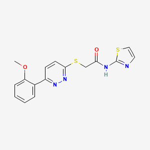 molecular formula C16H14N4O2S2 B2413527 2-((6-(2-methoxyphenyl)pyridazin-3-yl)thio)-N-(thiazol-2-yl)acetamide CAS No. 893980-82-0
