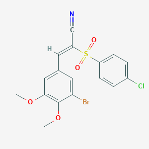 molecular formula C17H13BrClNO4S B241353 3-(3-Bromo-4,5-dimethoxyphenyl)-2-[(4-chlorophenyl)sulfonyl]acrylonitrile 