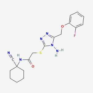 molecular formula C18H21FN6O2S B2413533 2-({4-amino-5-[(2-fluorophenoxy)methyl]-4H-1,2,4-triazol-3-yl}sulfanyl)-N-(1-cyanocyclohexyl)acetamide CAS No. 877826-37-4