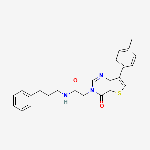 molecular formula C24H23N3O2S B2413534 2-[7-(4-甲基苯基)-4-氧代噻吩并[3,2-d]嘧啶-3(4H)-基]-N-(3-苯基丙基)乙酰胺 CAS No. 1207046-64-7