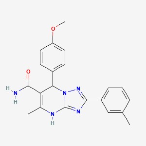 molecular formula C21H21N5O2 B2413545 7-(4-Methoxyphenyl)-5-methyl-2-(3-methylphenyl)-4,7-dihydro[1,2,4]triazolo[1,5-a]pyrimidine-6-carboxamide CAS No. 538317-43-0