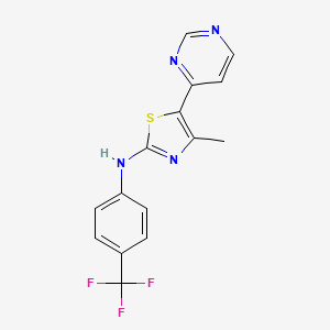 molecular formula C15H11F3N4S B2413546 4-methyl-5-(pyrimidin-4-yl)-N-[4-(trifluoromethyl)phenyl]-1,3-thiazol-2-amine CAS No. 2061149-22-0