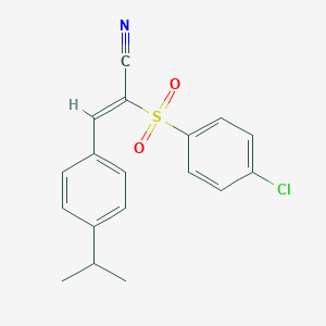 molecular formula C18H16ClNO2S B241356 2-[(4-Chlorophenyl)sulfonyl]-3-(4-isopropylphenyl)acrylonitrile 