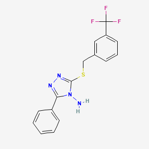 molecular formula C16H13F3N4S B2413586 3-phenyl-5-{[3-(trifluoromethyl)benzyl]sulfanyl}-4H-1,2,4-triazol-4-amine CAS No. 674788-29-5