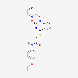 molecular formula C23H24N4O3S B2413589 N-(4-ethoxyphenyl)-2-((2-oxo-1-(pyridin-2-ylmethyl)-2,5,6,7-tetrahydro-1H-cyclopenta[d]pyrimidin-4-yl)thio)acetamide CAS No. 899954-98-4