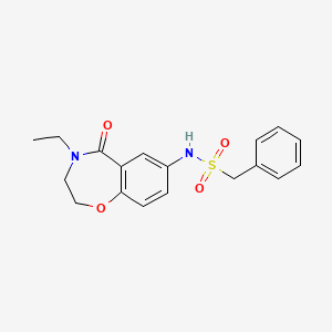 molecular formula C18H20N2O4S B2413593 N-(4-乙基-5-氧代-2,3,4,5-四氢苯并[f][1,4]恶氮杂䓬-7-基)-1-苯甲磺酰胺 CAS No. 922062-71-3