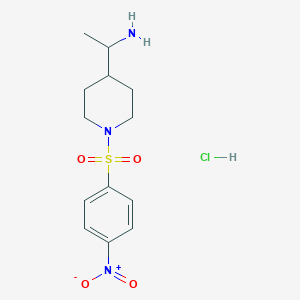 molecular formula C13H20ClN3O4S B2413598 1-[1-(4-Nitrobenzenesulfonyl)piperidin-4-yl]ethan-1-amine hydrochloride CAS No. 1798731-56-2