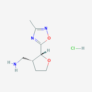 molecular formula C8H14ClN3O2 B2413619 [(2R,3R)-2-(3-Methyl-1,2,4-oxadiazol-5-yl)oxolan-3-yl]methanamine;hydrochloride CAS No. 2031242-57-4