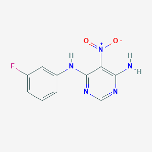 molecular formula C10H8FN5O2 B2413620 N4-(3-fluorophenyl)-5-nitropyrimidine-4,6-diamine CAS No. 364040-01-7