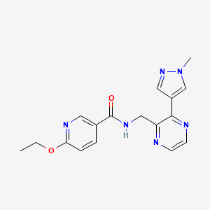 molecular formula C17H18N6O2 B2413622 6-ethoxy-N-((3-(1-methyl-1H-pyrazol-4-yl)pyrazin-2-yl)methyl)nicotinamide CAS No. 2034230-51-6