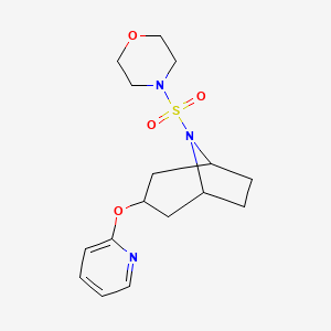 molecular formula C16H23N3O4S B2413626 4-(((1R,3s,5S)-3-(pyridin-2-yloxy)-8-azabicyclo[3.2.1]octan-8-yl)sulfonyl)morpholine CAS No. 2108285-13-6