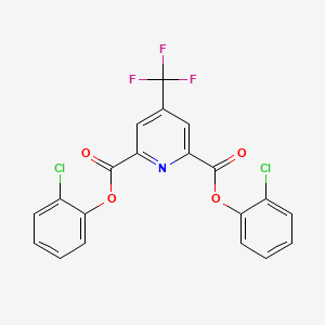 molecular formula C20H10Cl2F3NO4 B2413638 双（2-氯苯基）4-(三氟甲基)-2,6-吡啶二甲酸酯 CAS No. 1209764-28-2