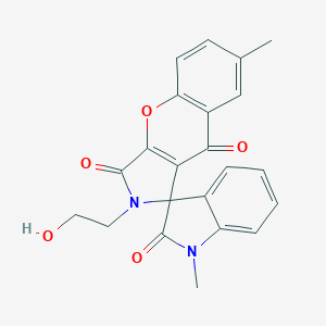 molecular formula C22H18N2O5 B241364 2-(2-hydroxyethyl)-1',7-dimethyl-2H-spiro[chromeno[2,3-c]pyrrole-1,3'-indole]-2',3,9(1'H)-trione 
