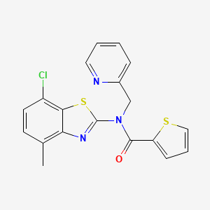 molecular formula C19H14ClN3OS2 B2413645 N-(7-chloro-4-methylbenzo[d]thiazol-2-yl)-N-(pyridin-2-ylmethyl)thiophene-2-carboxamide CAS No. 941878-65-5