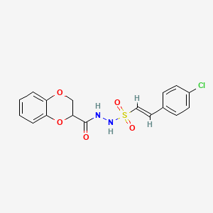 molecular formula C17H15ClN2O5S B2413660 N'-[(E)-2-(4-chlorophenyl)ethenyl]sulfonyl-2,3-dihydro-1,4-benzodioxine-3-carbohydrazide CAS No. 1356819-27-6