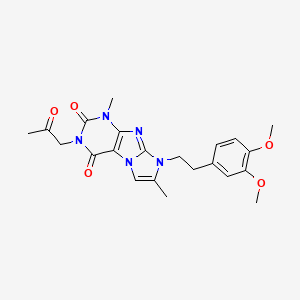 molecular formula C22H25N5O5 B2413662 6-[2-(3,4-Dimethoxyphenyl)ethyl]-4,7-dimethyl-2-(2-oxopropyl)purino[7,8-a]imidazole-1,3-dione CAS No. 887871-55-8