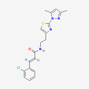molecular formula C19H19ClN4OS B2413664 (E)-3-(2-chlorophenyl)-N-(2-(2-(3,5-dimethyl-1H-pyrazol-1-yl)thiazol-4-yl)ethyl)acrylamide CAS No. 1421586-77-7