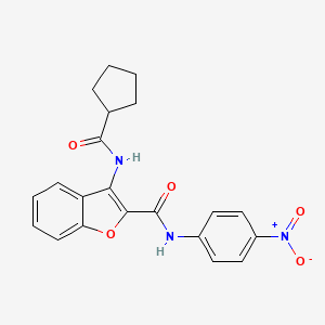 molecular formula C21H19N3O5 B2413669 3-(cyclopentanecarboxamido)-N-(4-nitrophenyl)benzofuran-2-carboxamide CAS No. 887897-12-3