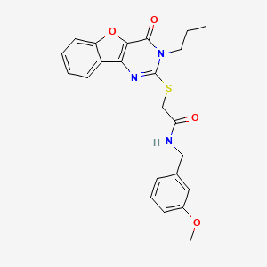 molecular formula C23H23N3O4S B2413679 N-(3-甲氧基苄基)-2-[(4-氧代-3-丙基-3,4-二氢[1]苯并呋喃[3,2-d]嘧啶-2-基)硫烷基]乙酰胺 CAS No. 899961-81-0