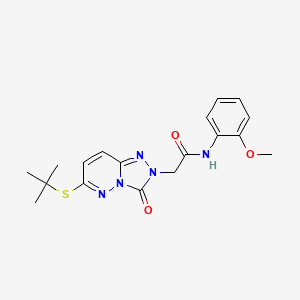 molecular formula C18H21N5O3S B2413685 2-(6-(叔丁基硫代)-3-氧代-[1,2,4]三唑并[4,3-b]嘧啶并[2(3H)]-基)-N-(2-甲氧基苯基)乙酰胺 CAS No. 1040667-17-1