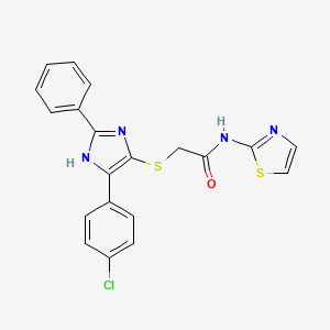 2-((5-(4-chlorophenyl)-2-phenyl-1H-imidazol-4-yl)thio)-N-(thiazol-2-yl)acetamide